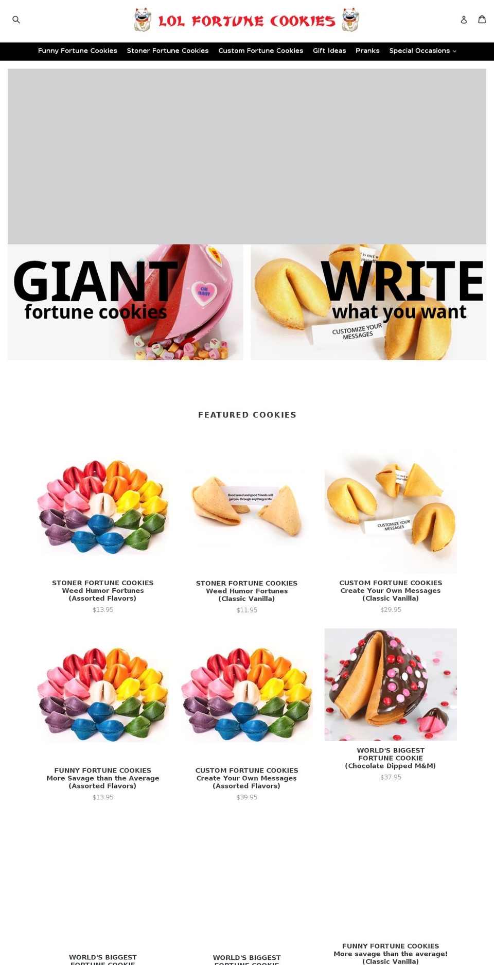 lolfortunecookies.com — Shopify storefront screenshot