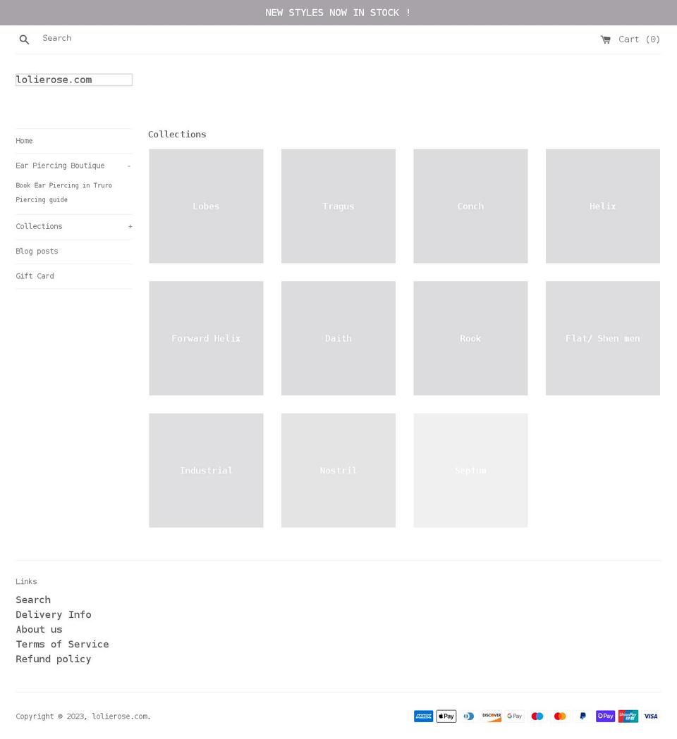 lolierose.com shopify website screenshot