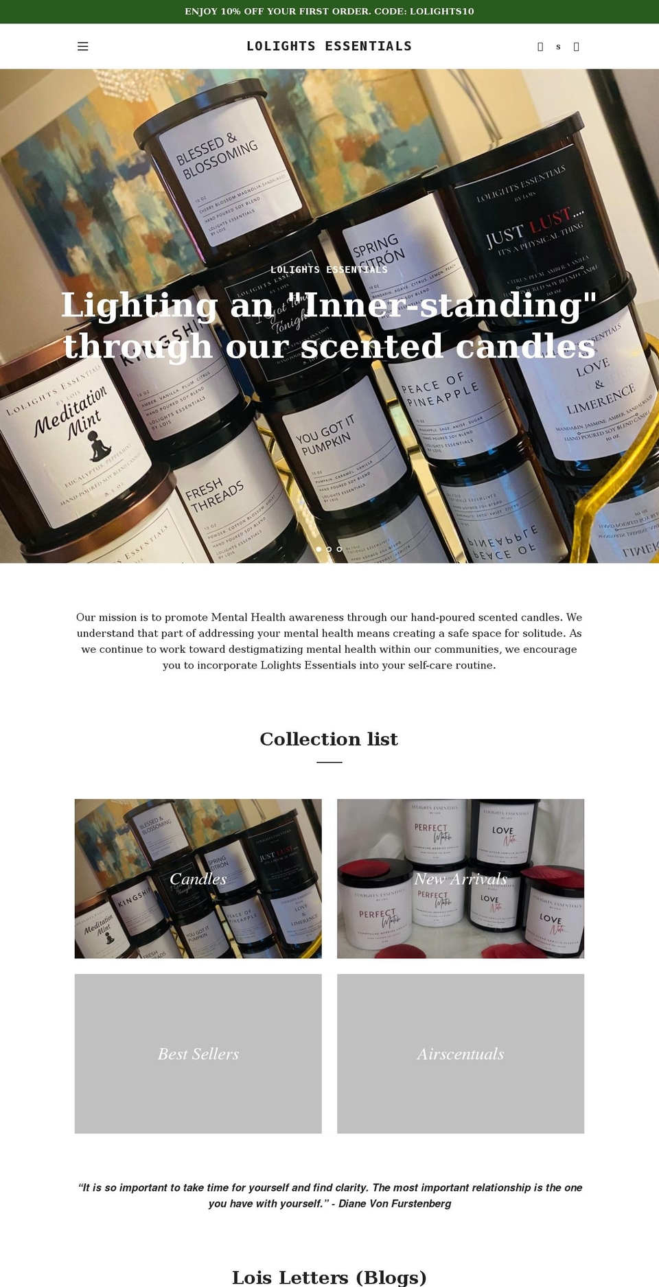 lolightsessentials.com shopify website screenshot