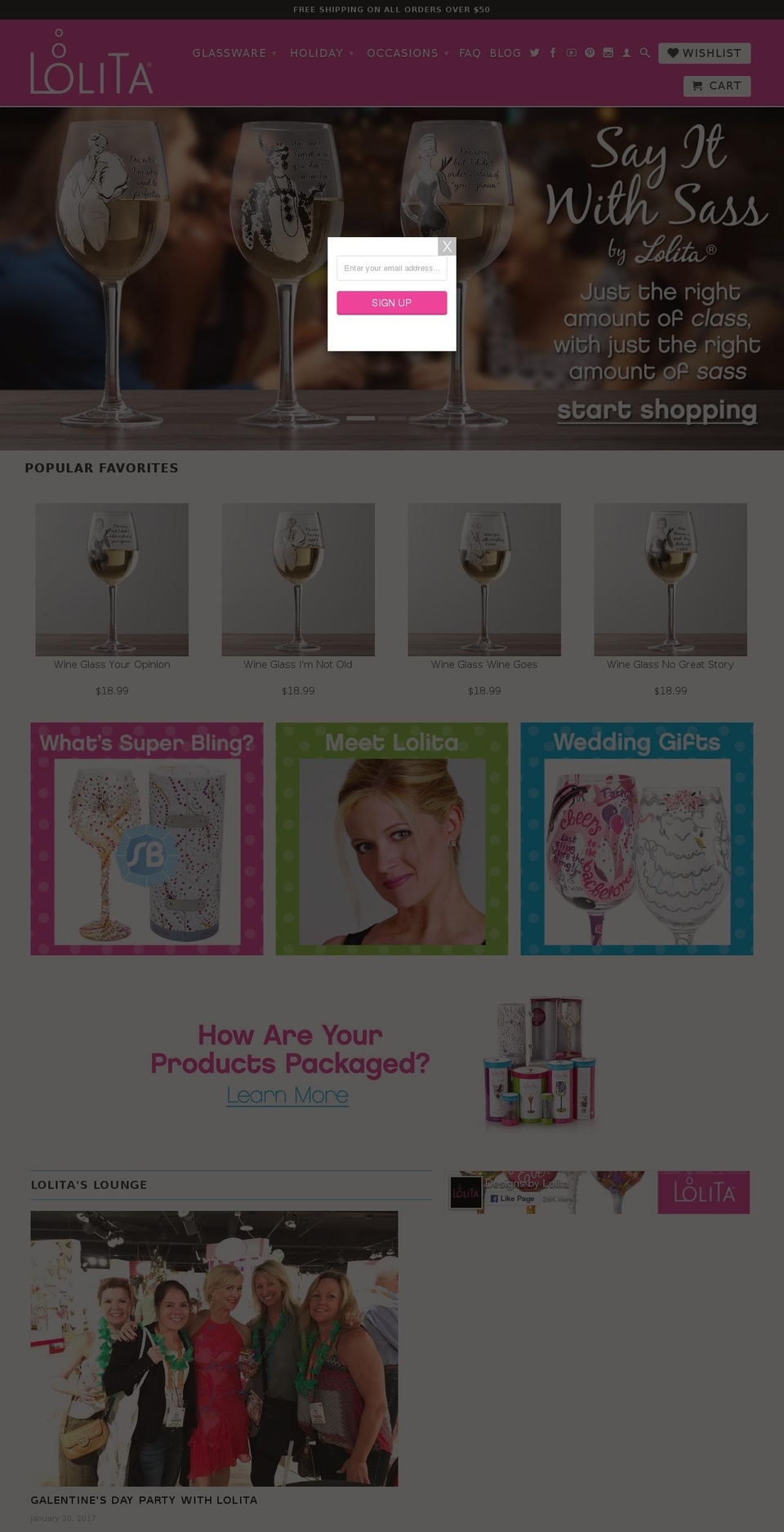 lolitamartiniglass.com shopify website screenshot
