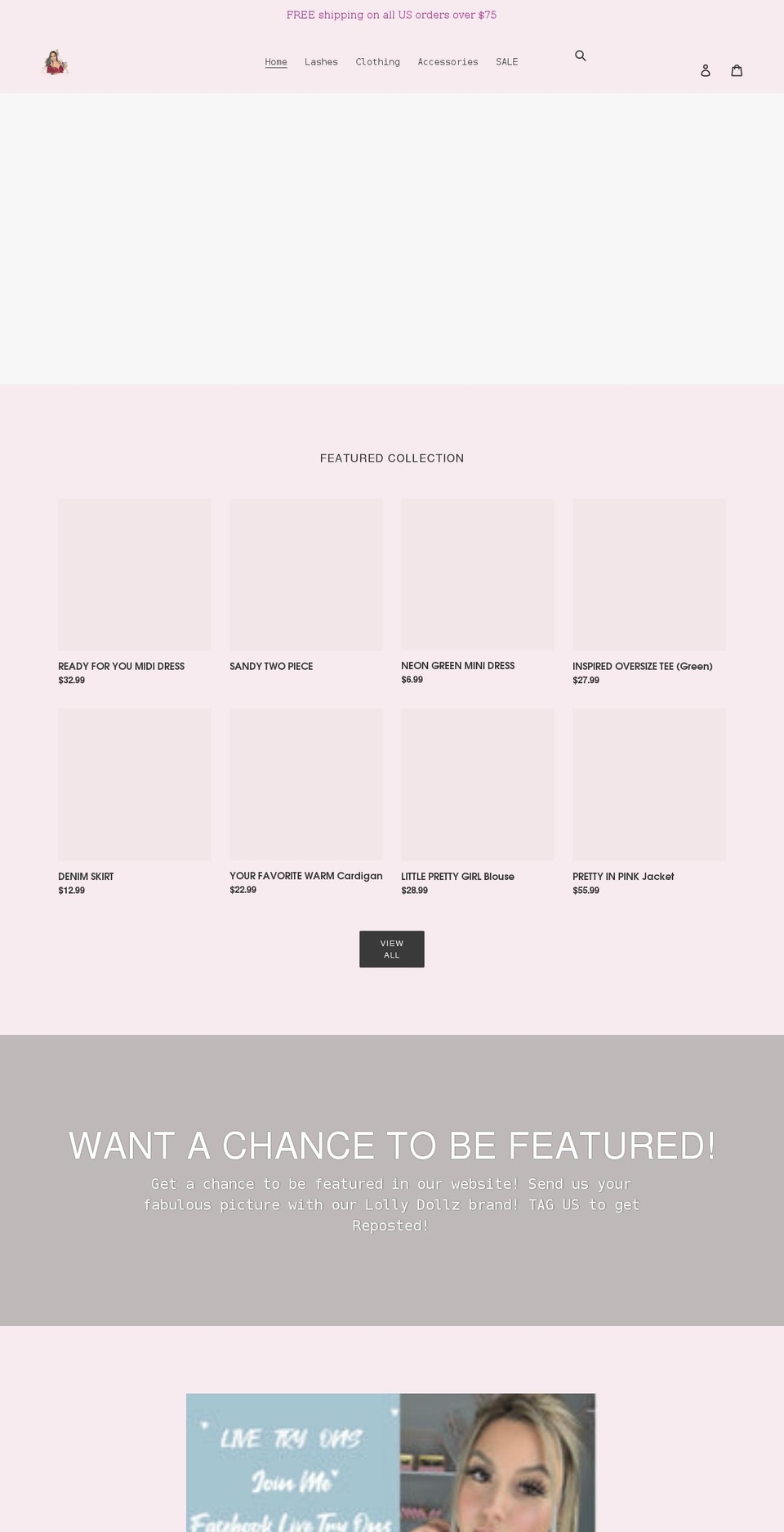 lollydollzboutique.com shopify website screenshot