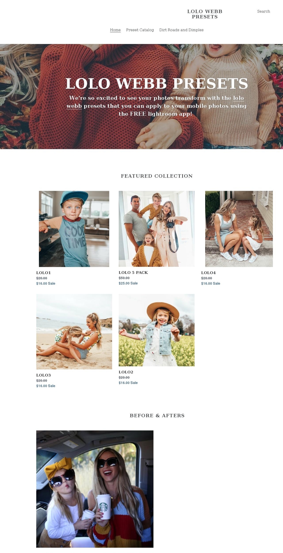 lolo-webb-presets.myshopify.com shopify website screenshot