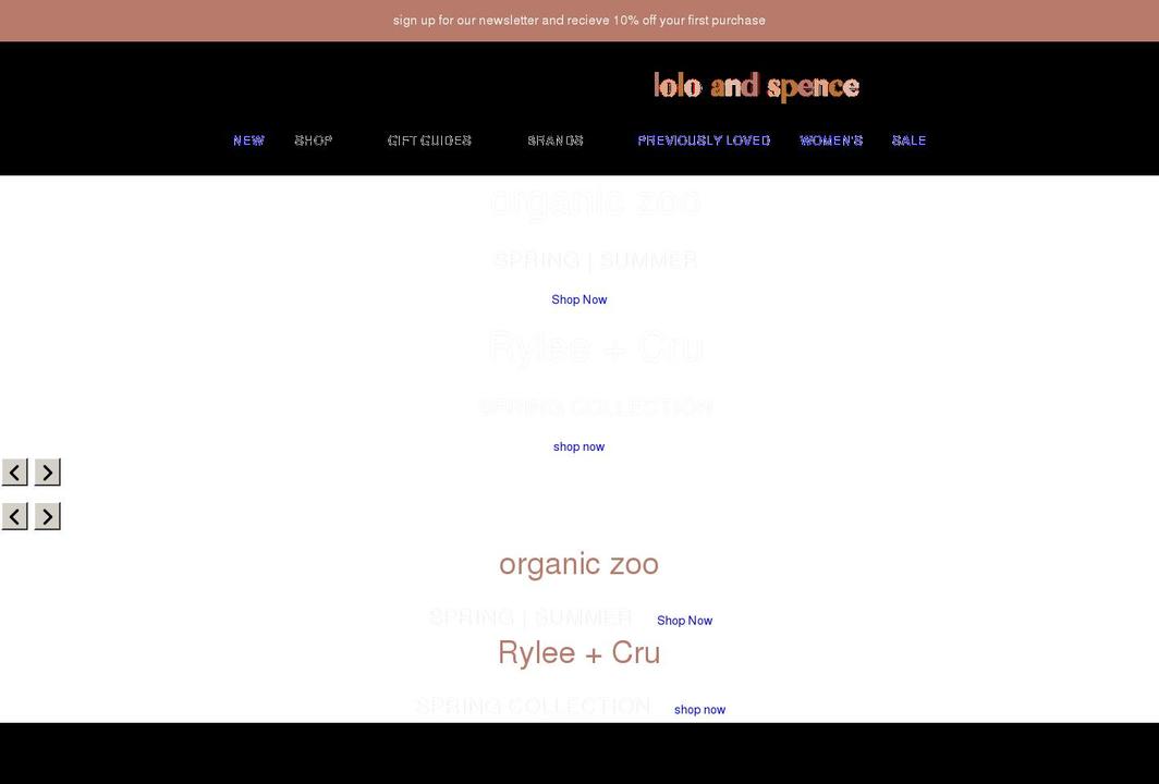 loloandspence.com shopify website screenshot