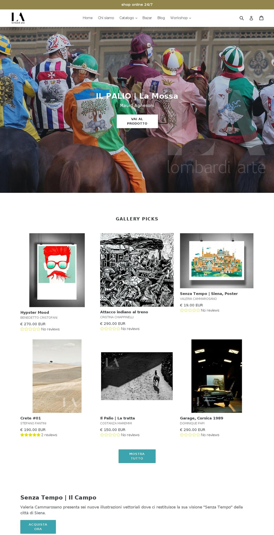 lombardiarte.com — Shopify storefront screenshot
