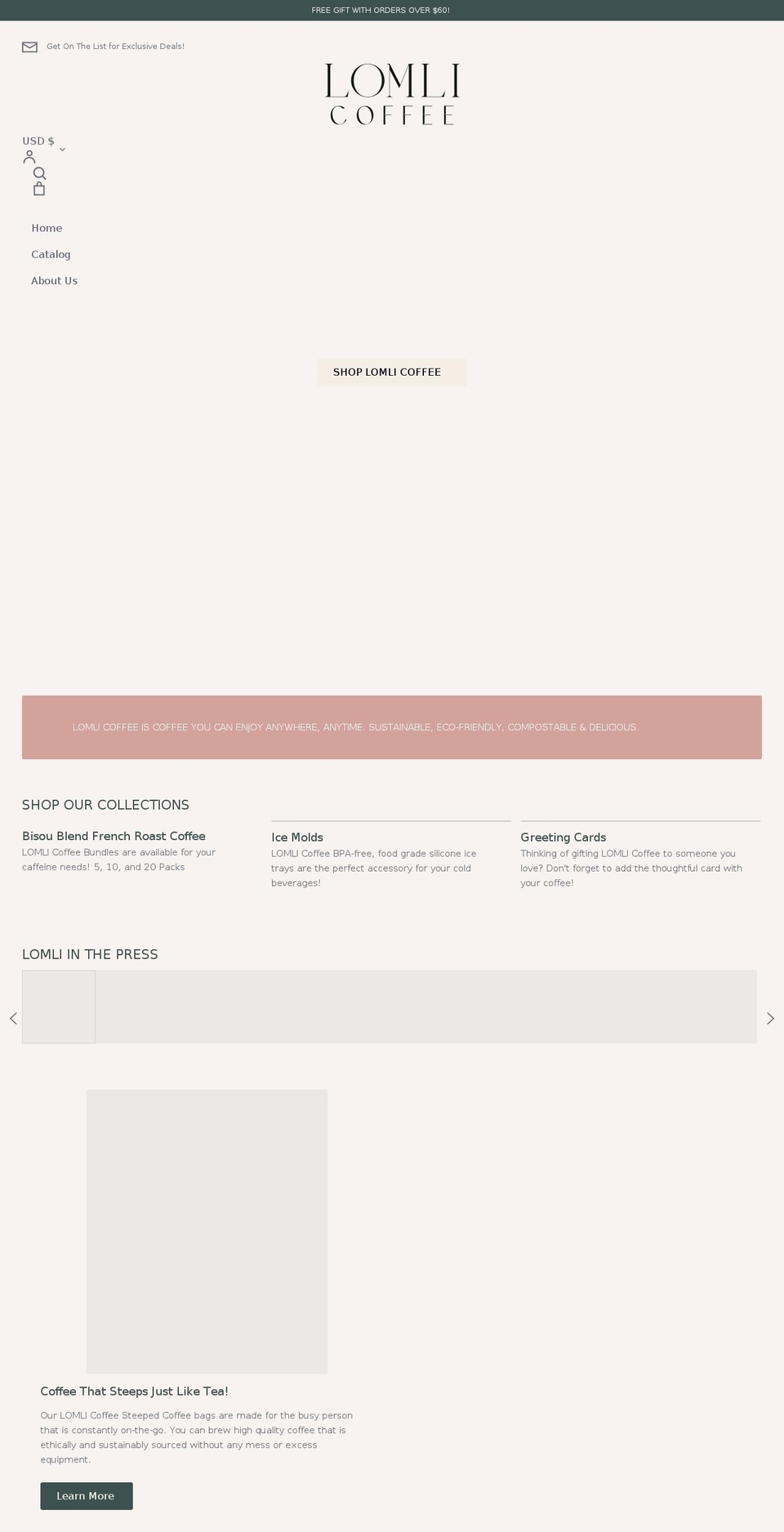 lomlicoffee.com shopify website screenshot