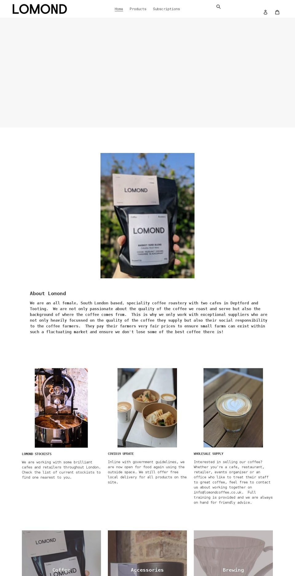 lomondcoffee.co.uk shopify website screenshot
