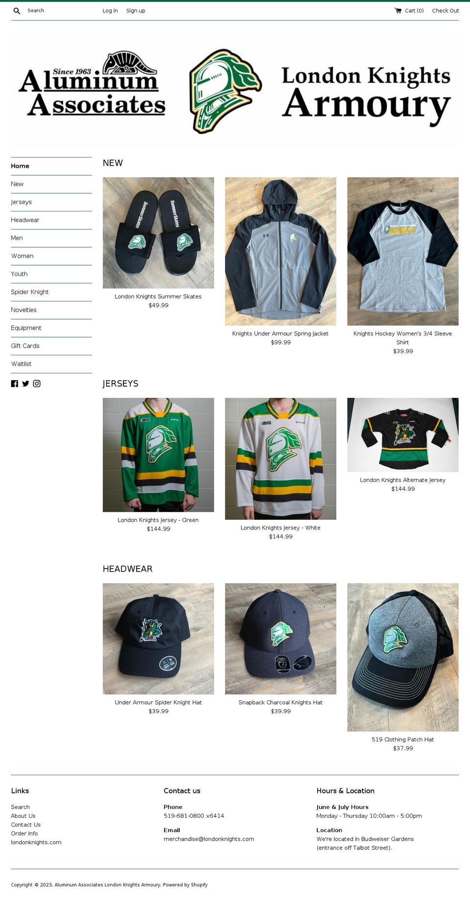 london-knights-shop.myshopify.com — Shopify storefront screenshot