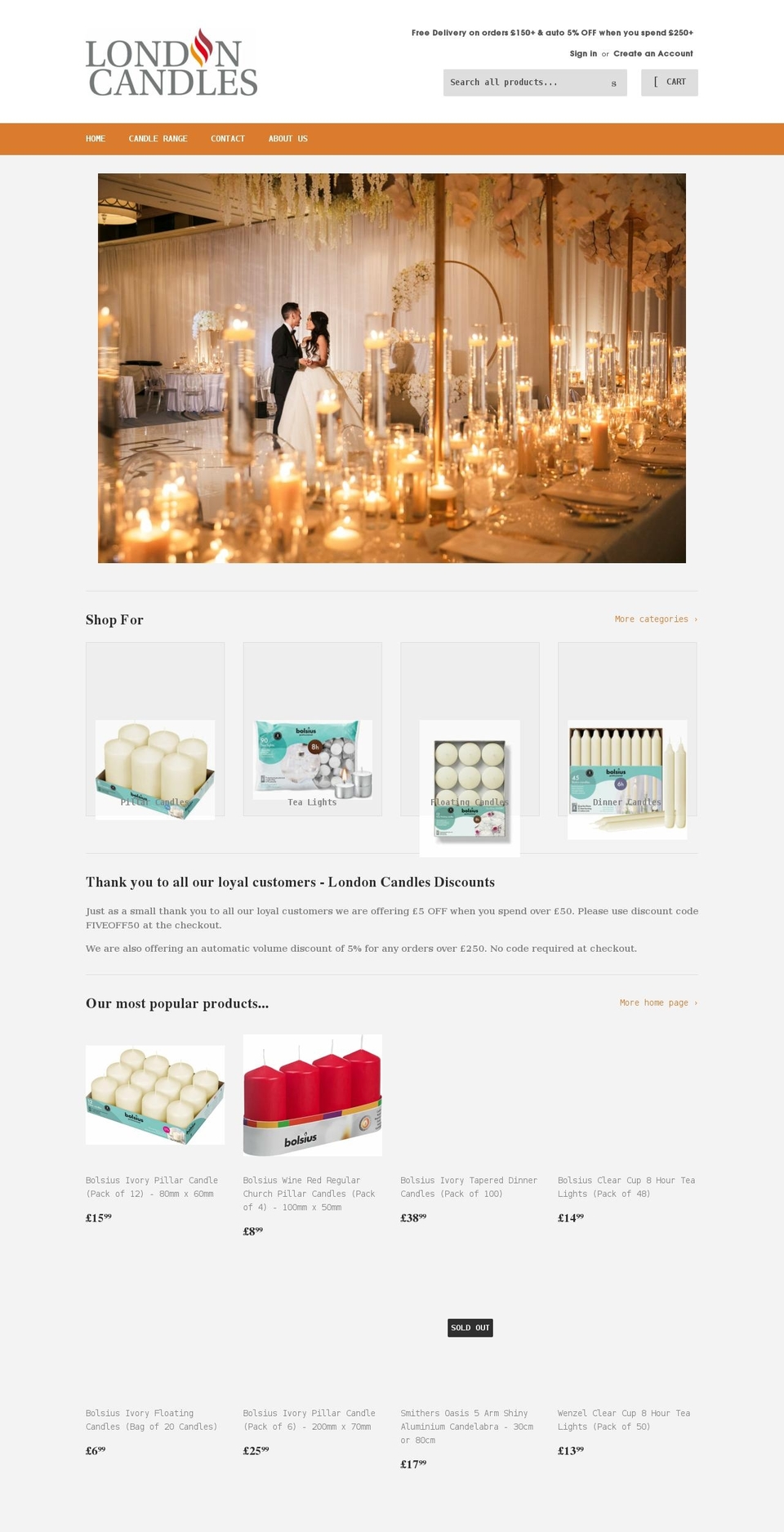 londoncandles.com shopify website screenshot