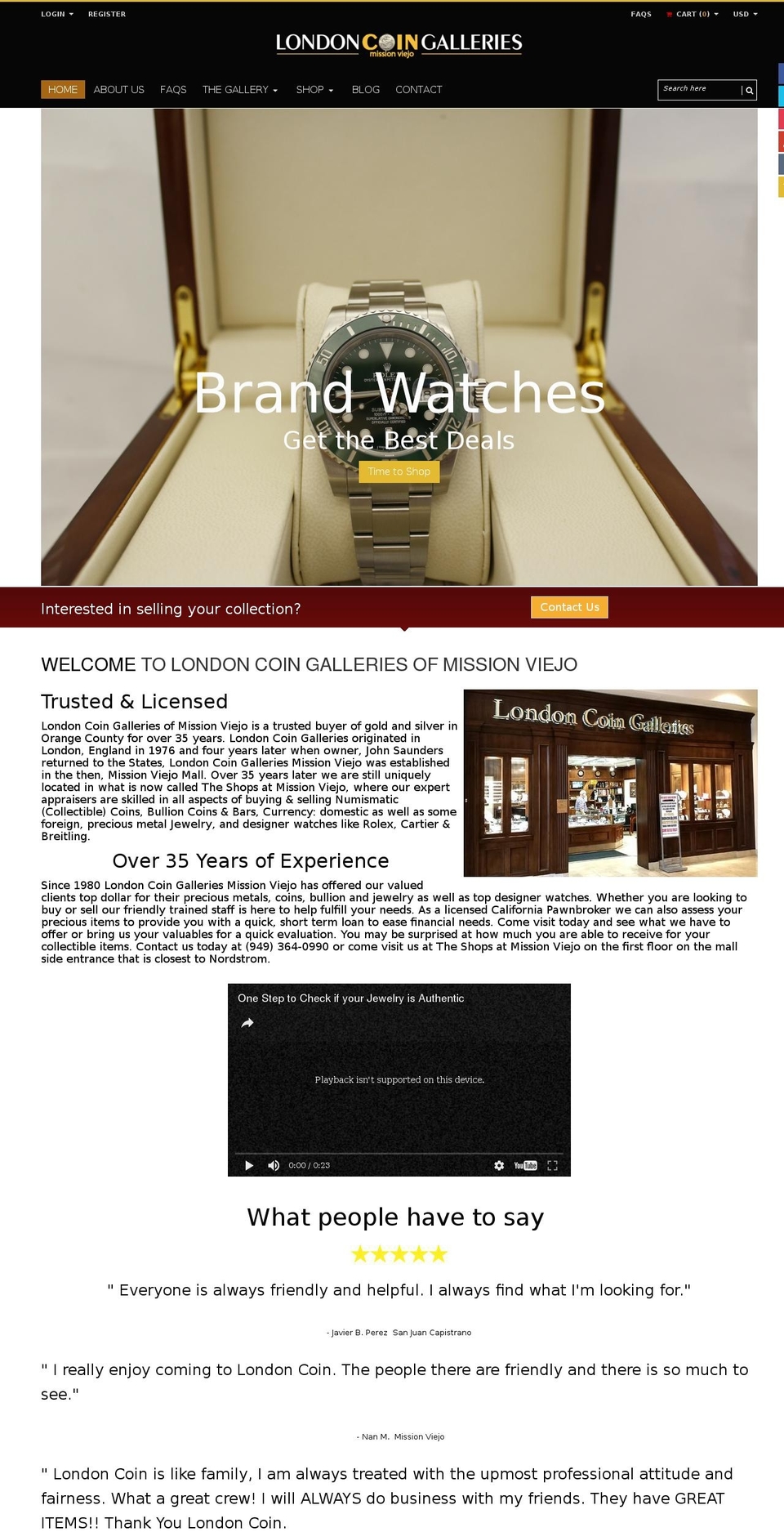 londoncoinmissionviejo.com shopify website screenshot