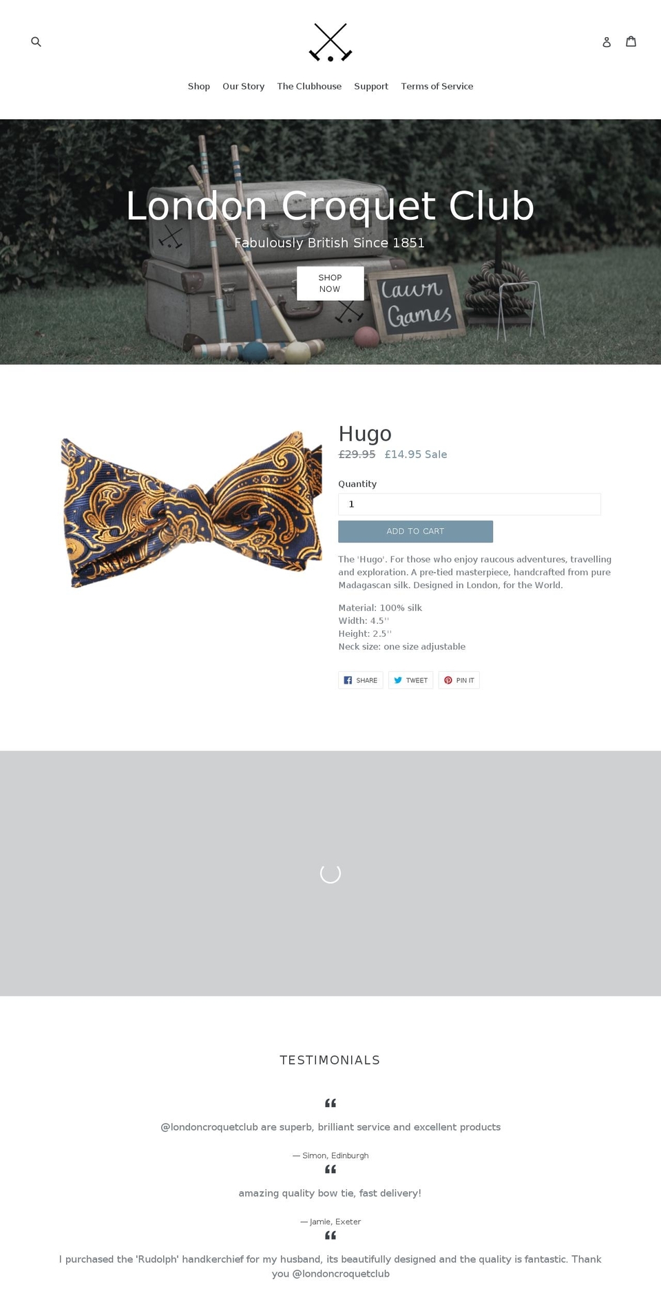 londoncroquetclub.com — Shopify storefront screenshot