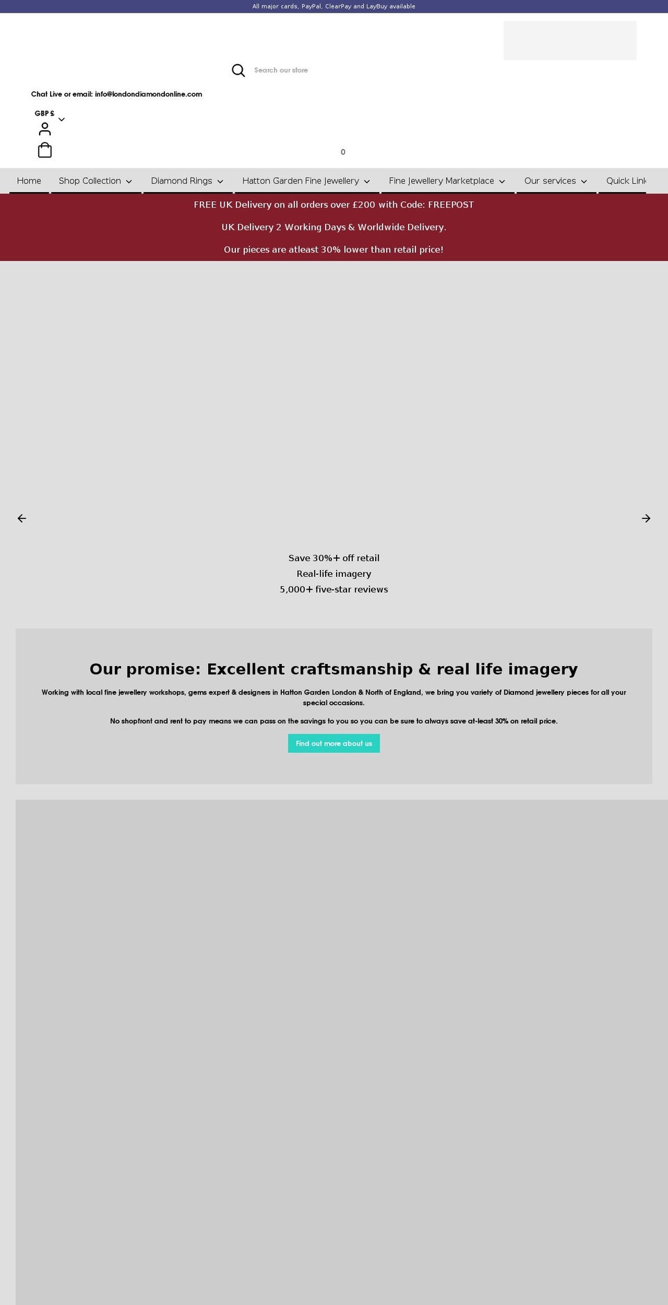 londondiamondonline.com shopify website screenshot