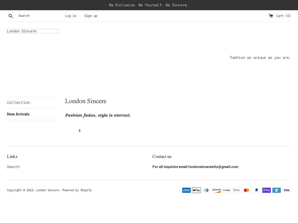 londonsincere.com shopify website screenshot