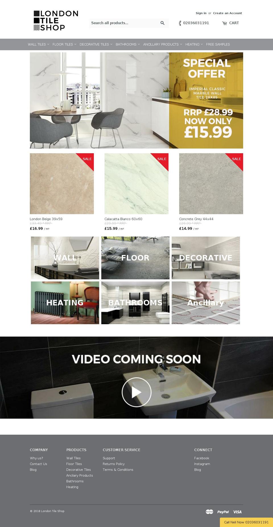 londontileshop.co.uk shopify website screenshot