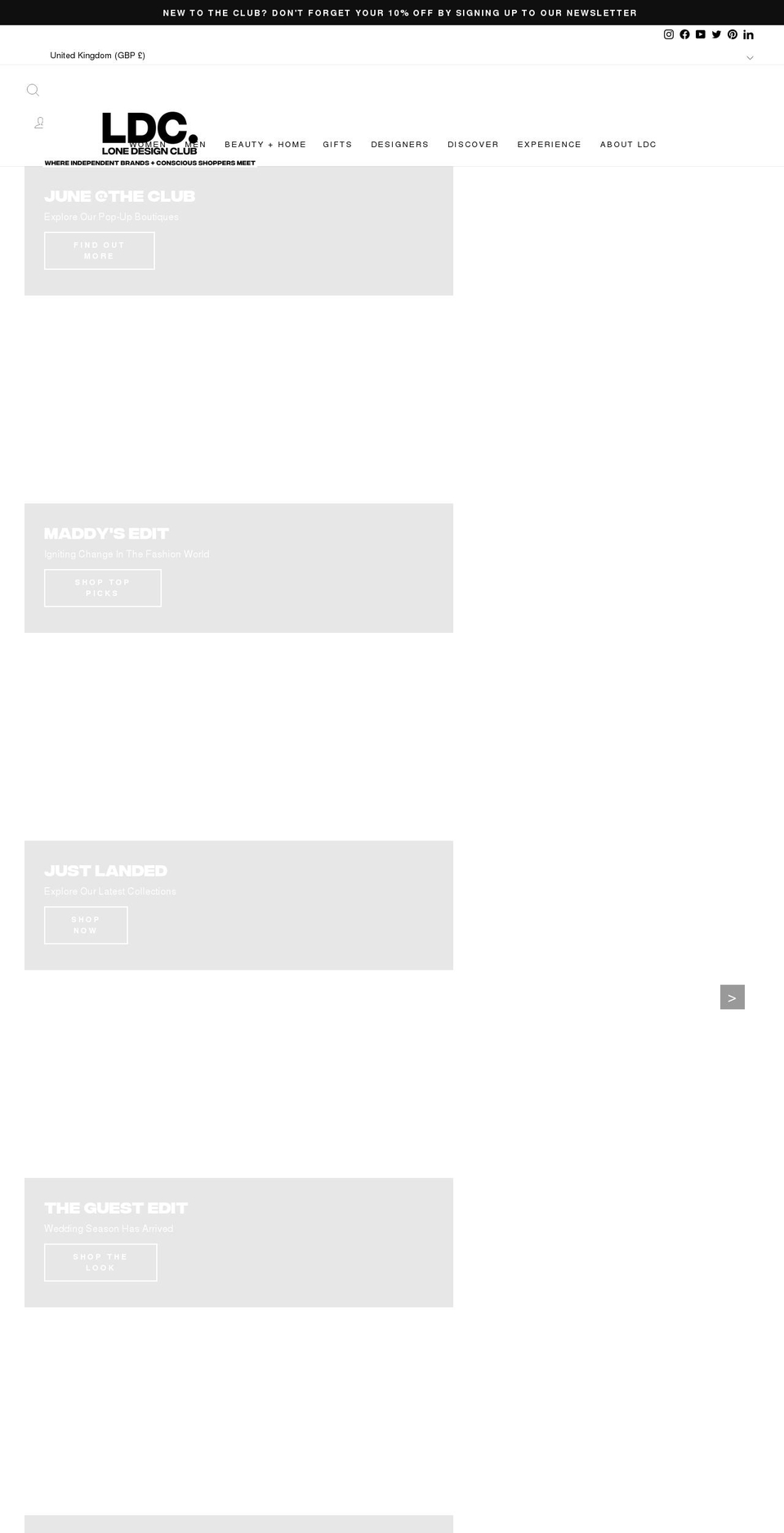 lonedesignclub.com — Shopify storefront screenshot