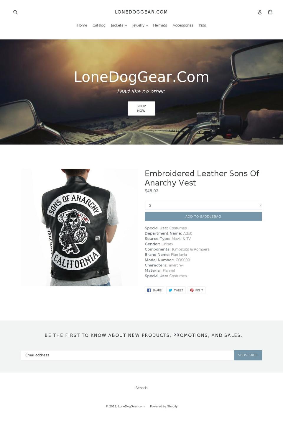 Sterling Shopify theme site example lonedoggear.com