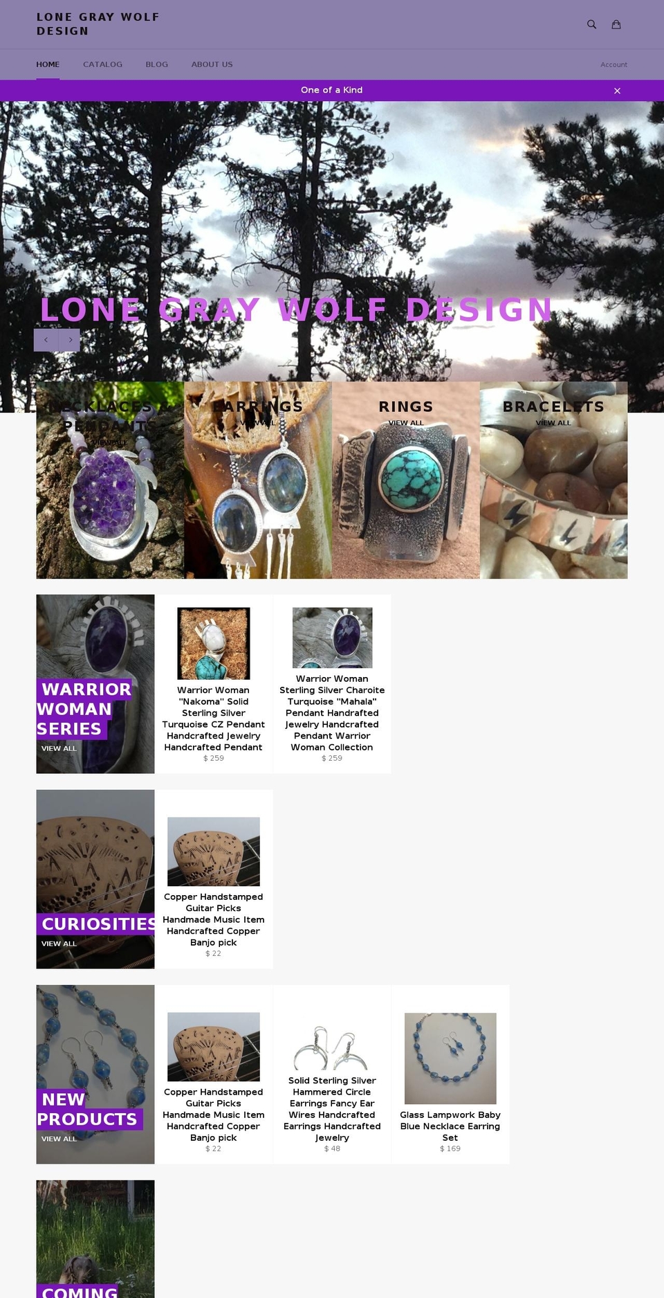lonegraywolf.com — Shopify storefront screenshot