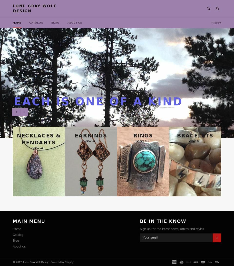 lonegreywolfdesign.com shopify website screenshot