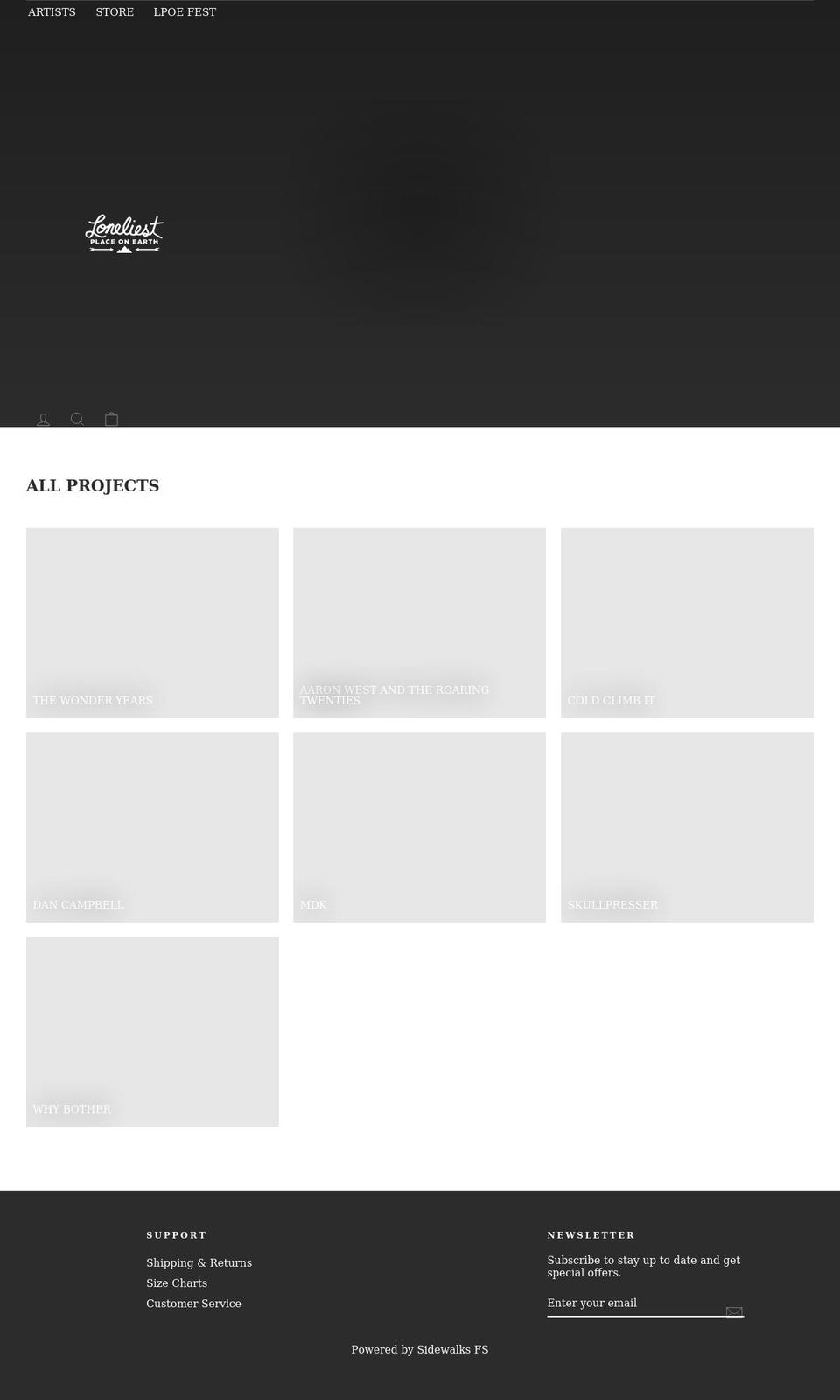 loneliestplaceonearth.com shopify website screenshot