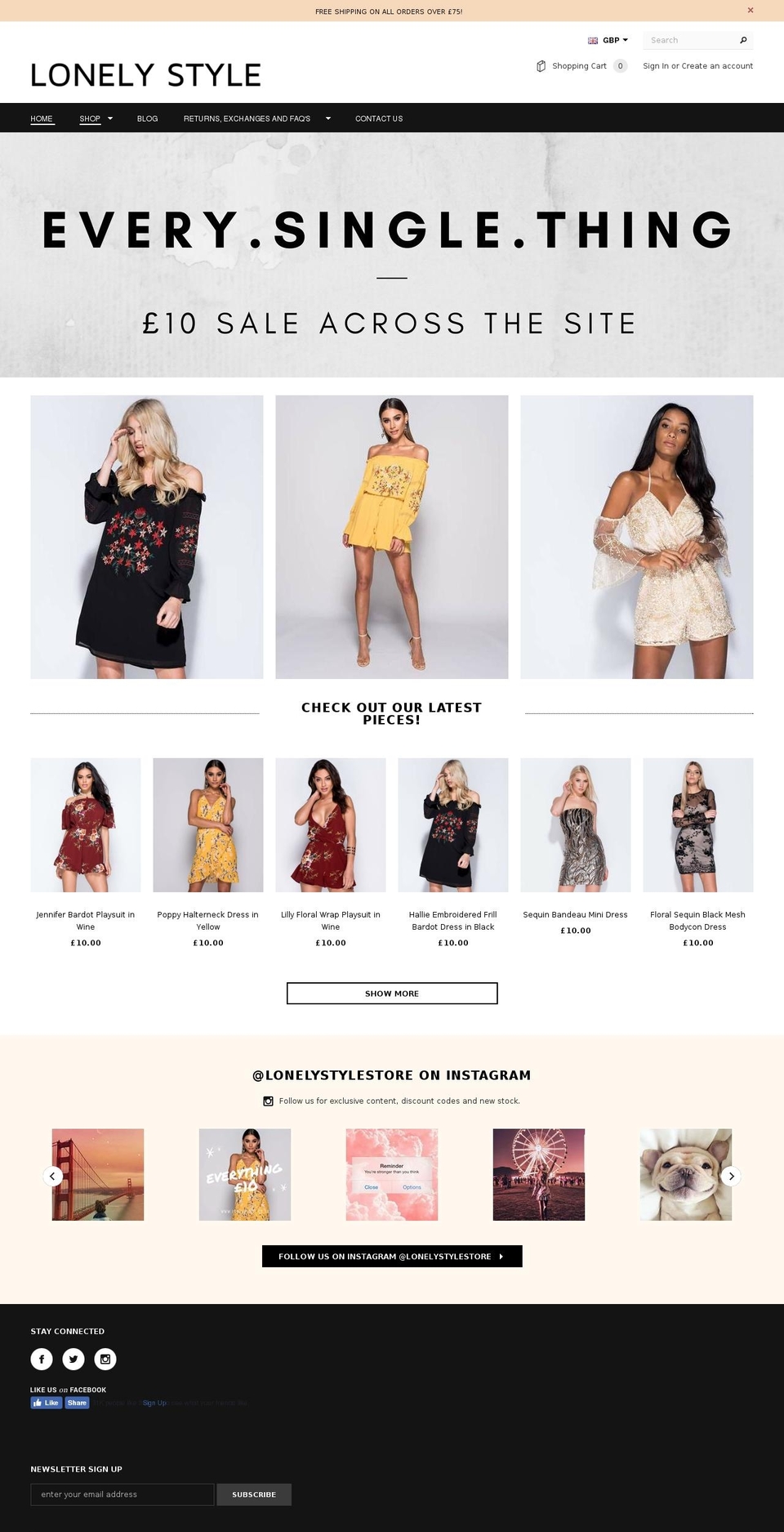 lonelystyle.com — Shopify storefront screenshot