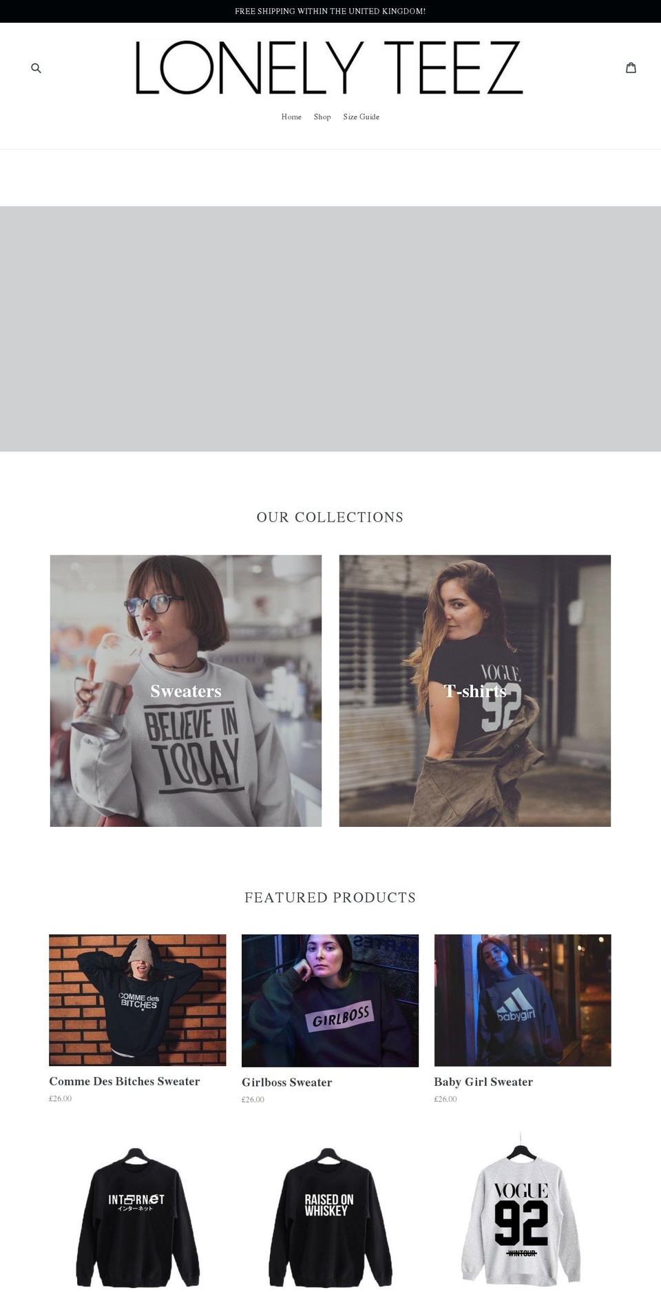 lonelyteez.com shopify website screenshot