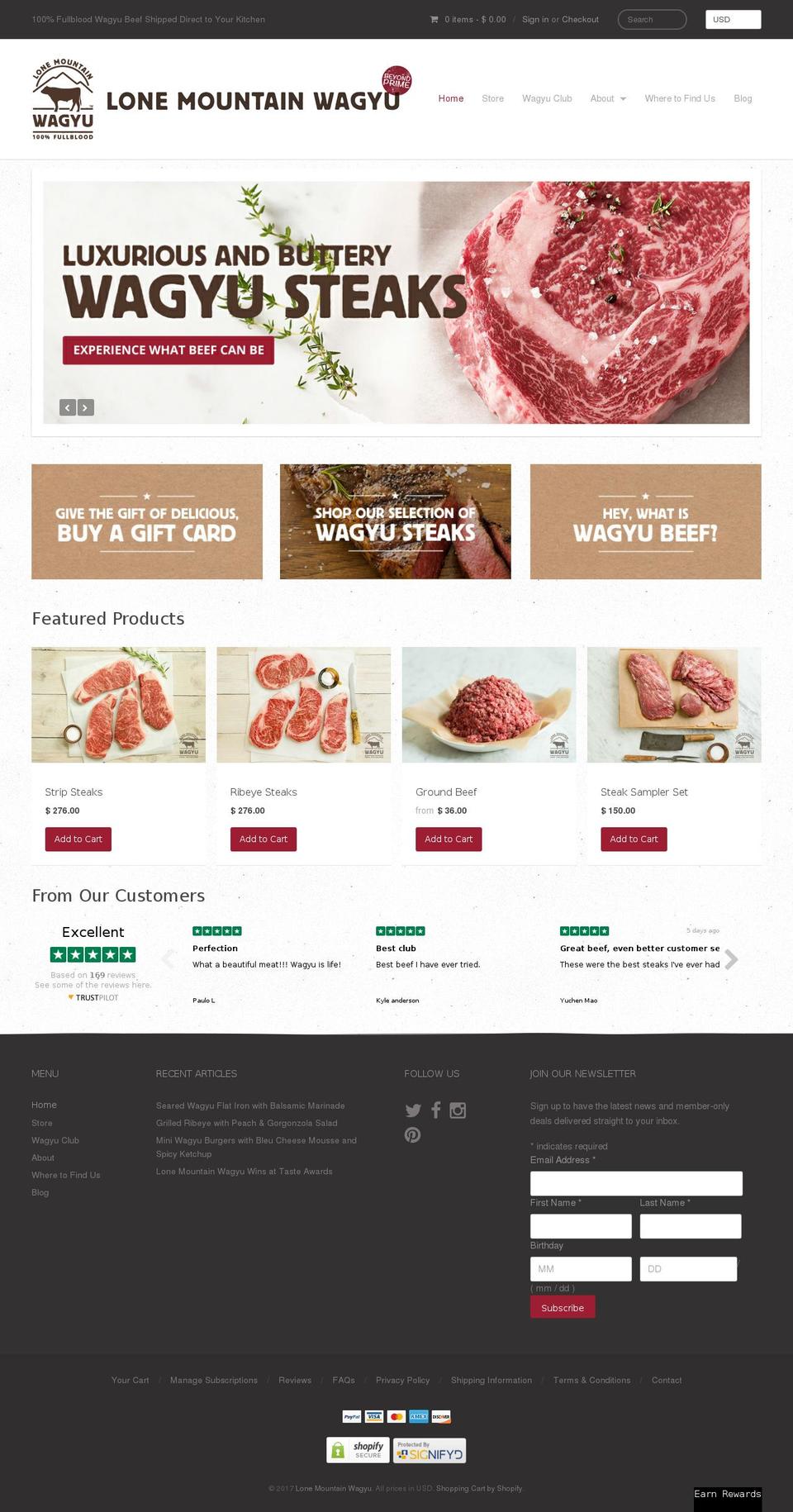 lonemountainwagyu.com shopify website screenshot