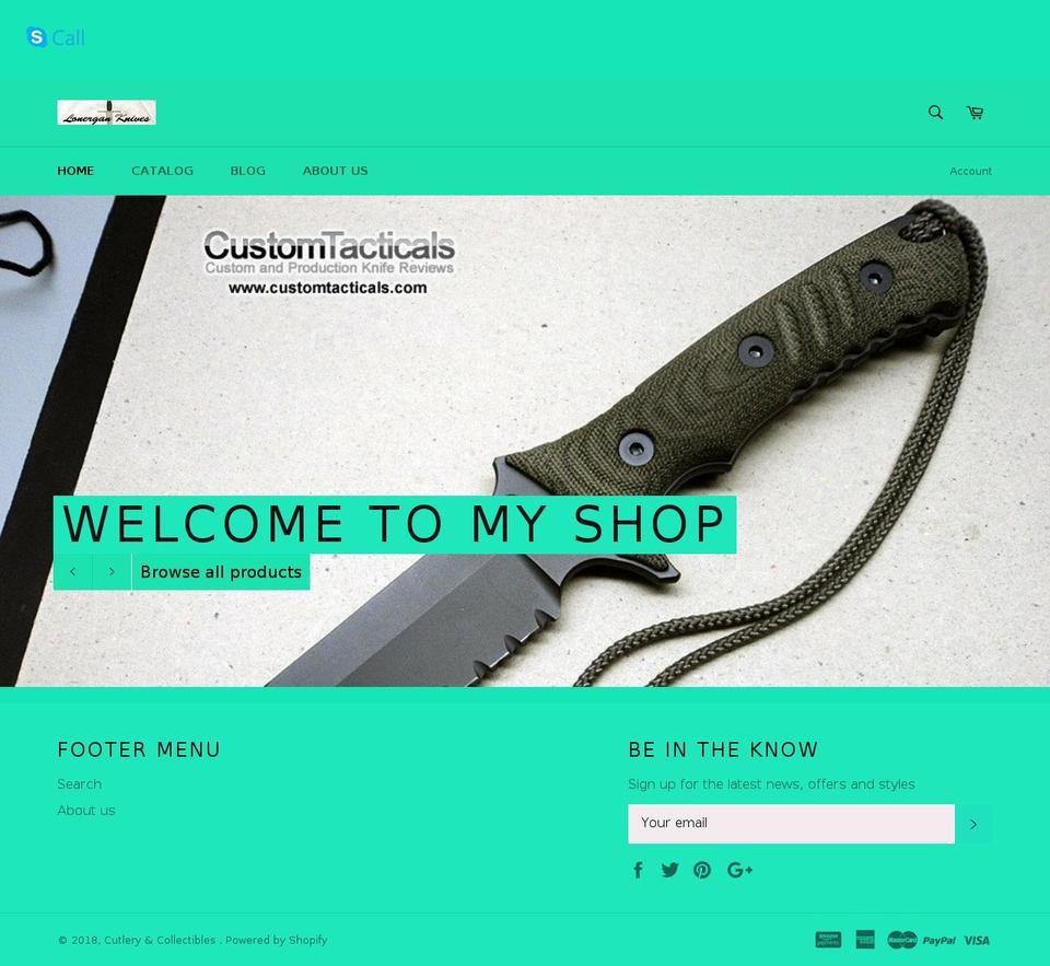 lonergansknives.com — Shopify storefront screenshot