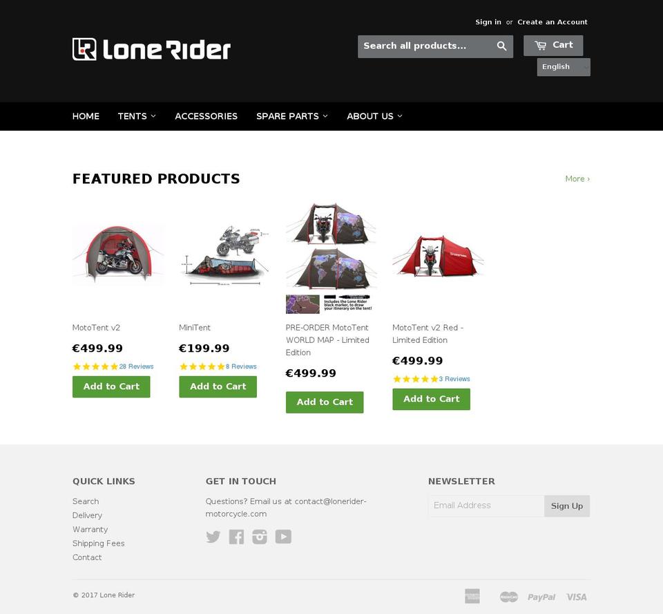 lonerider-motorcycle.de shopify website screenshot
