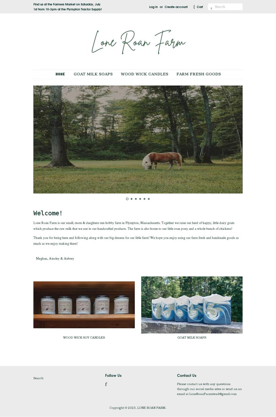 loneroanfarm.com shopify website screenshot