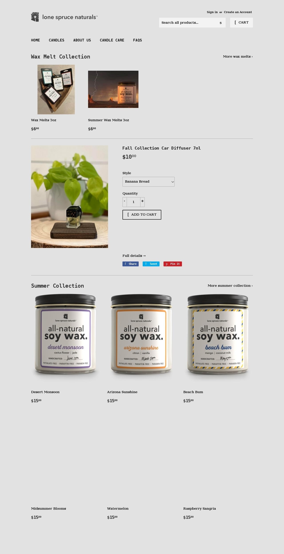 lonesprucenaturals.com shopify website screenshot