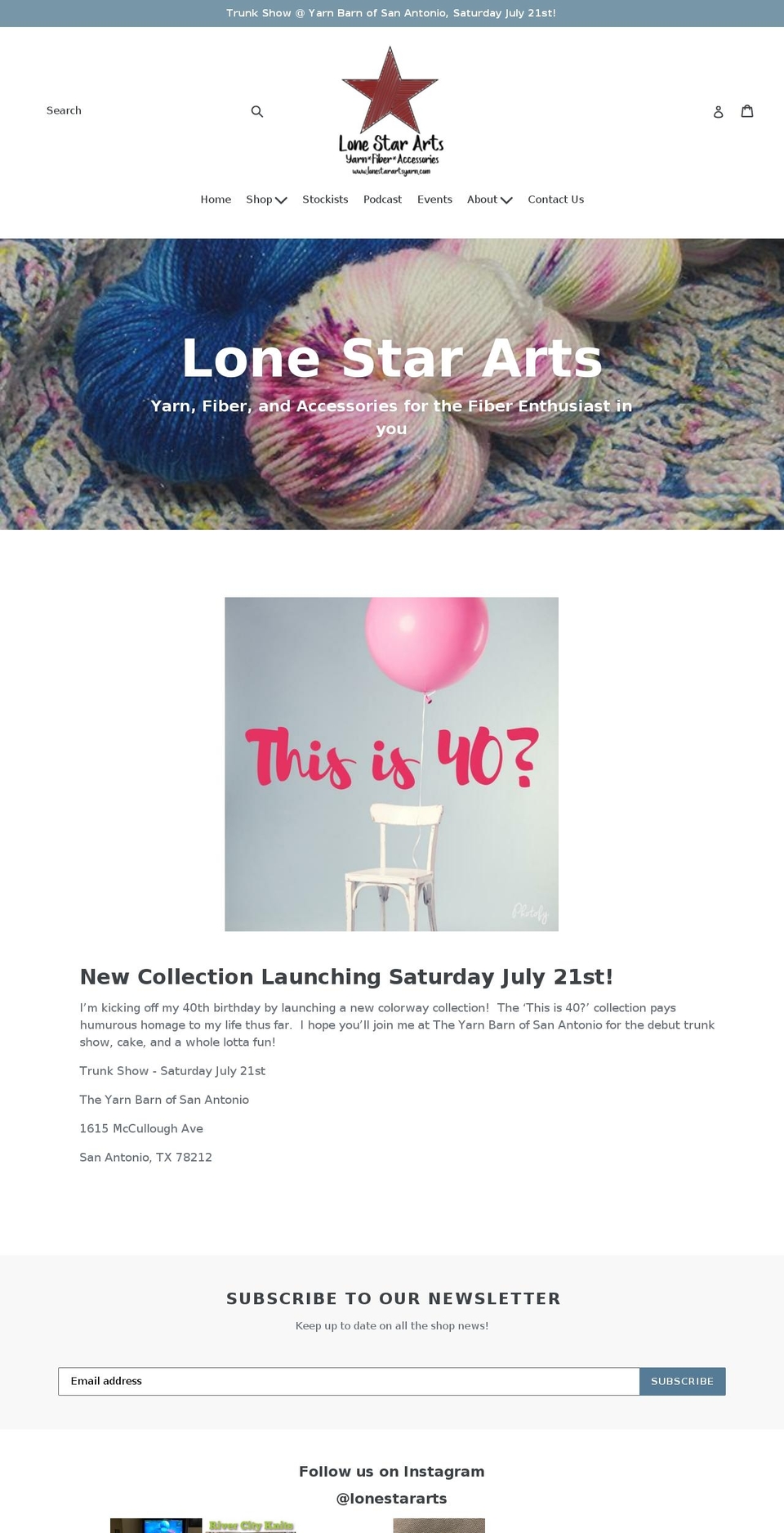 lonestarartsyarn.com — Shopify storefront screenshot