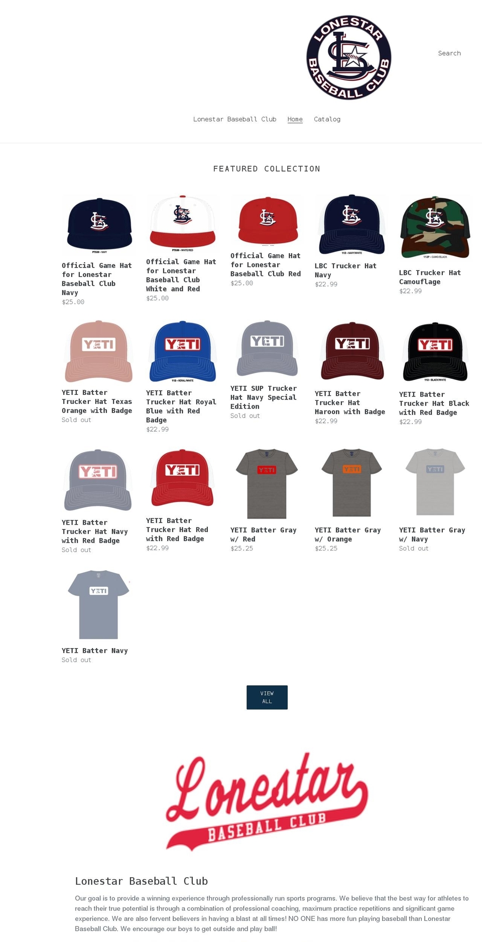 lonestarbeisbol.com shopify website screenshot