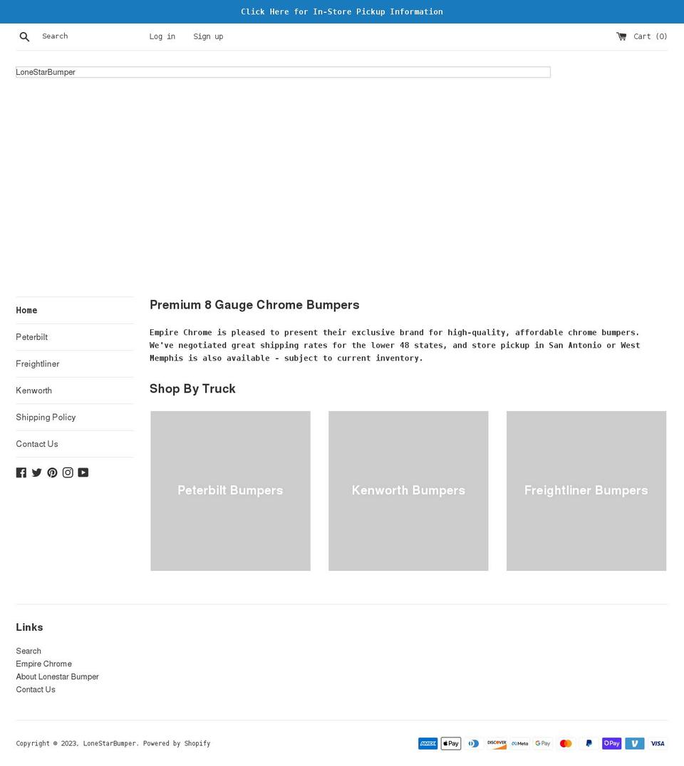 lonestarbumper.com shopify website screenshot