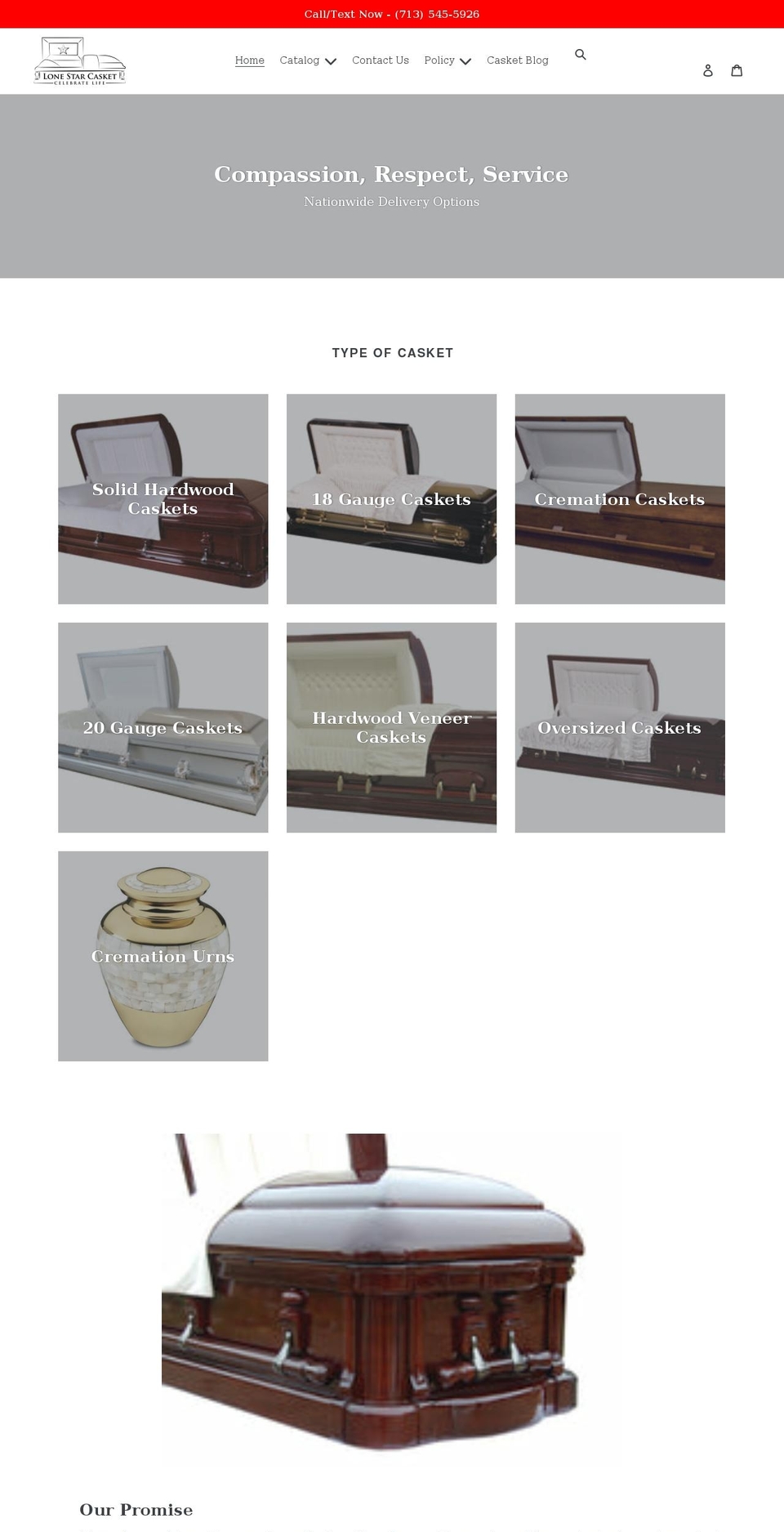 lonestarcasket.com shopify website screenshot