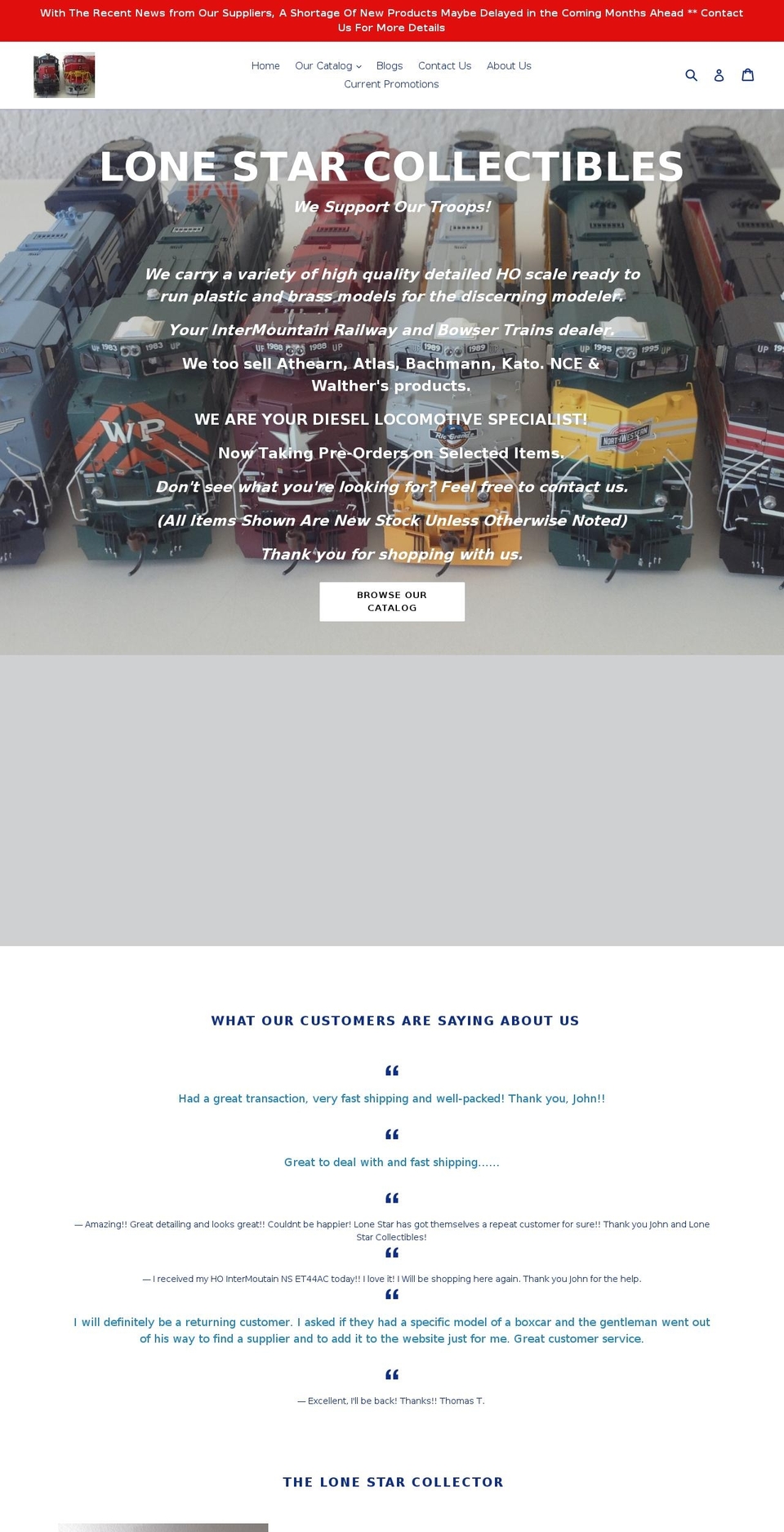lonestarcollectibles.net shopify website screenshot