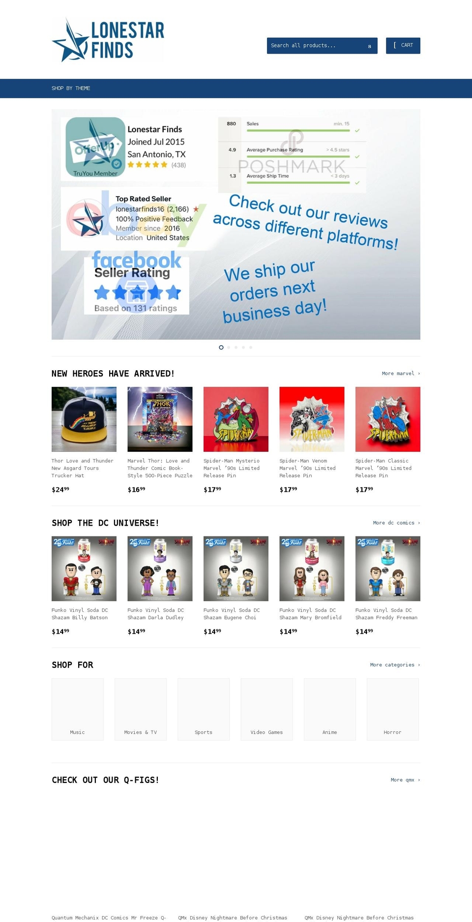 lonestarfinds.com shopify website screenshot