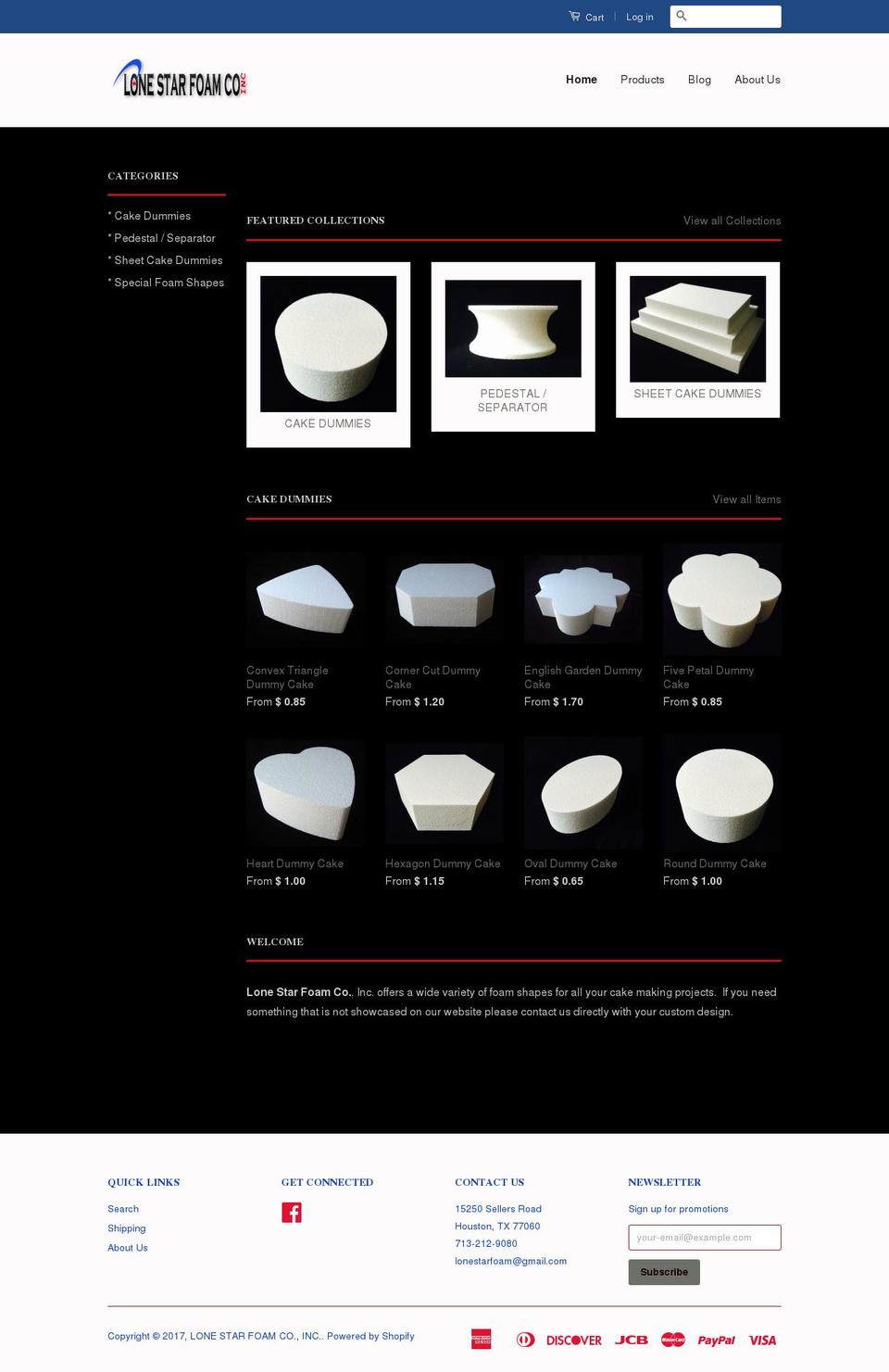 lonestarfoam.com shopify website screenshot