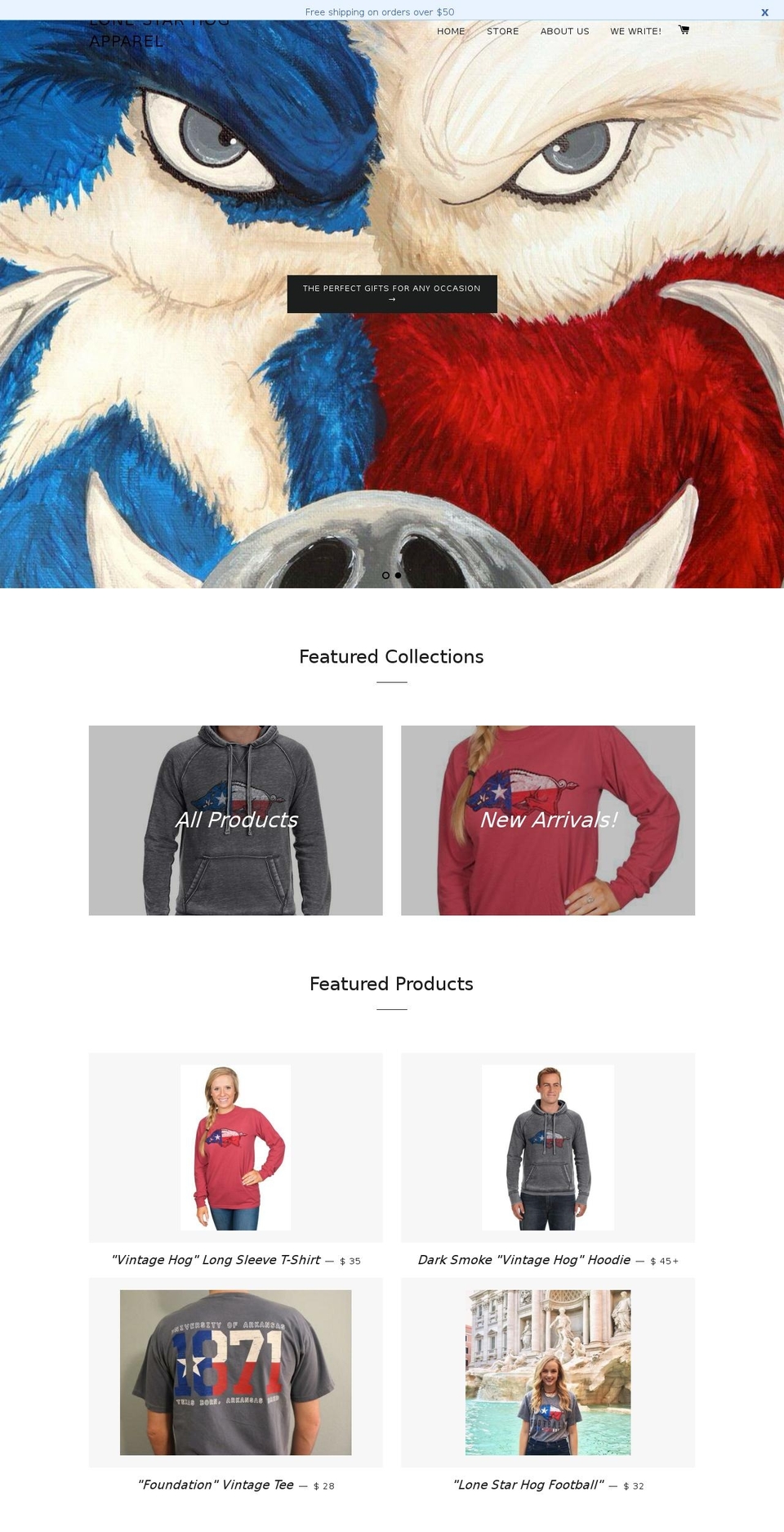 lonestarhogapparel.com shopify website screenshot