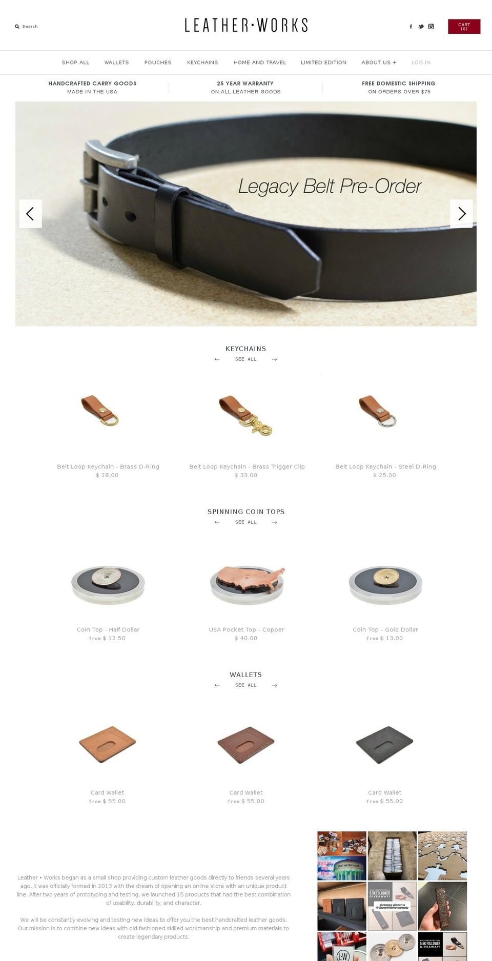 lonestarleatherworks.com shopify website screenshot