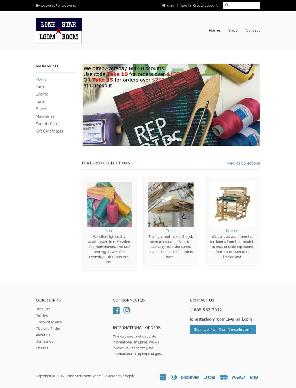 lonestarloomroom.com shopify website screenshot