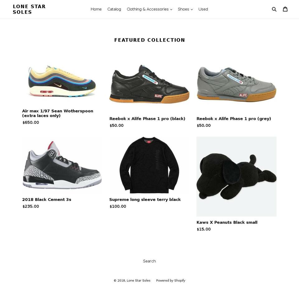 lonestarsoles.com — Shopify storefront screenshot