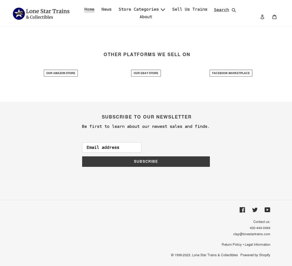 lonestartrains.com shopify website screenshot