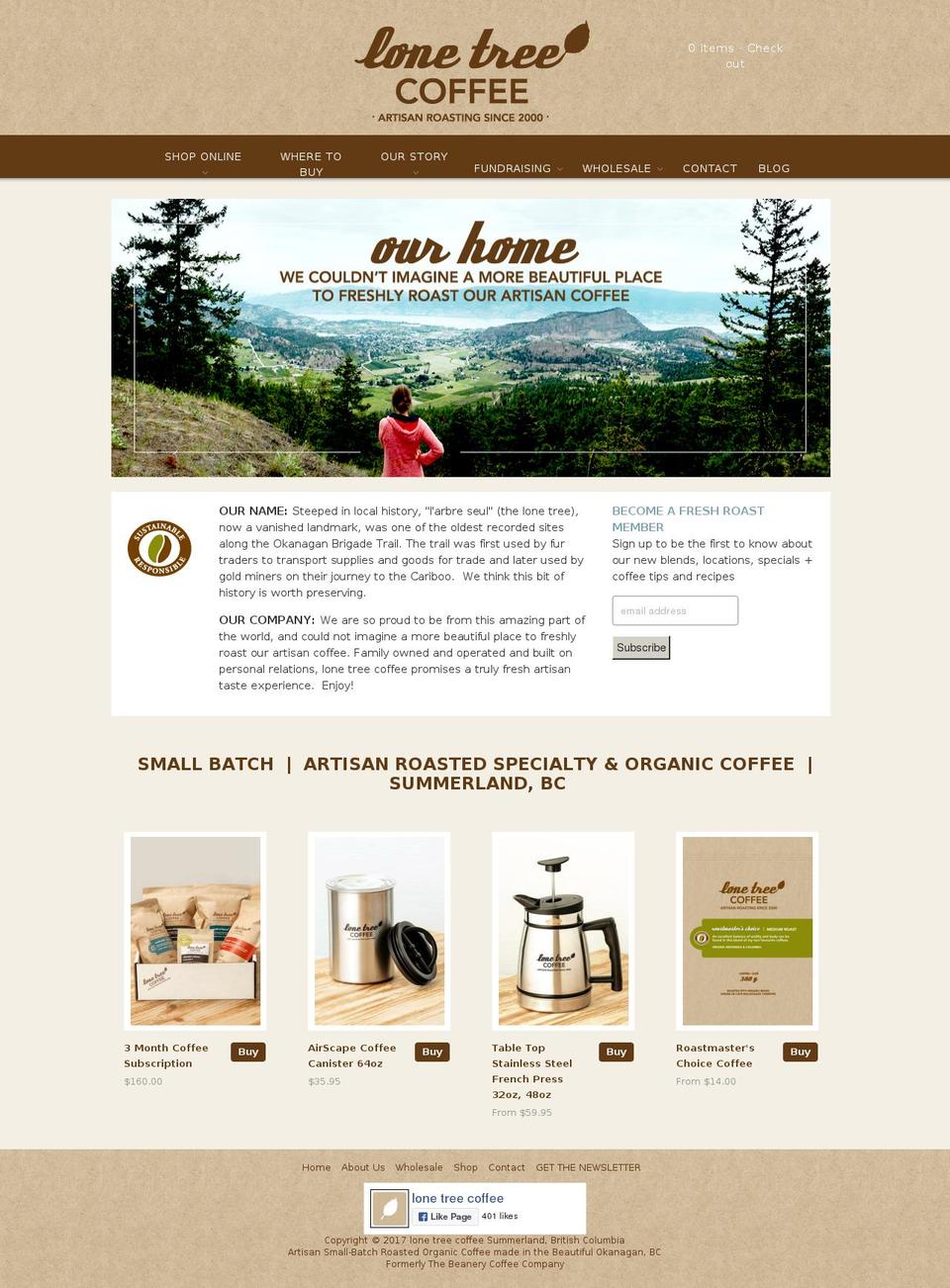 lonetreecoffee.com shopify website screenshot