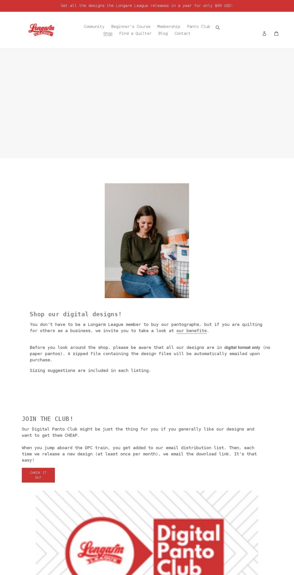 longarmleagueshop.com shopify website screenshot