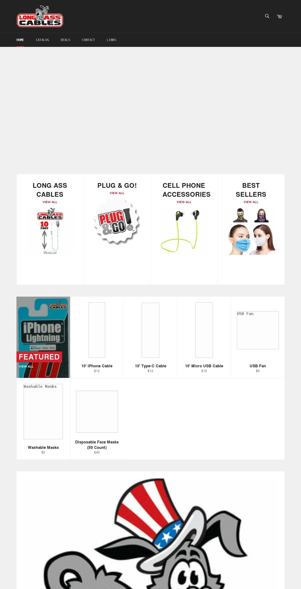 longasscables.com shopify website screenshot