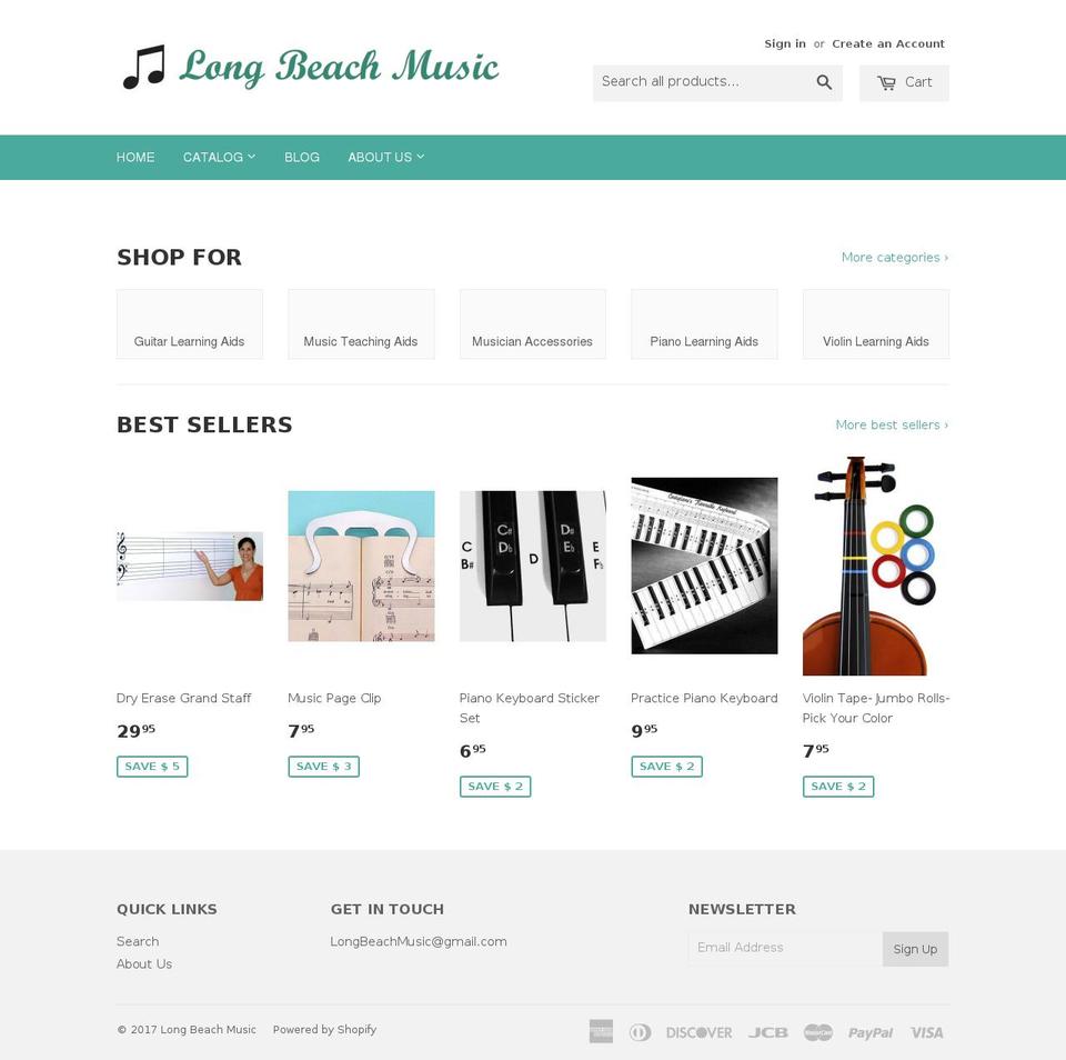longbeachmusic.com shopify website screenshot