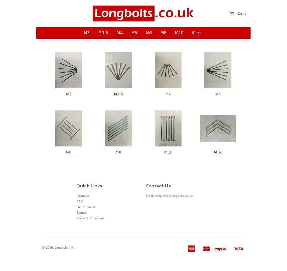 longbolts.co.uk shopify website screenshot