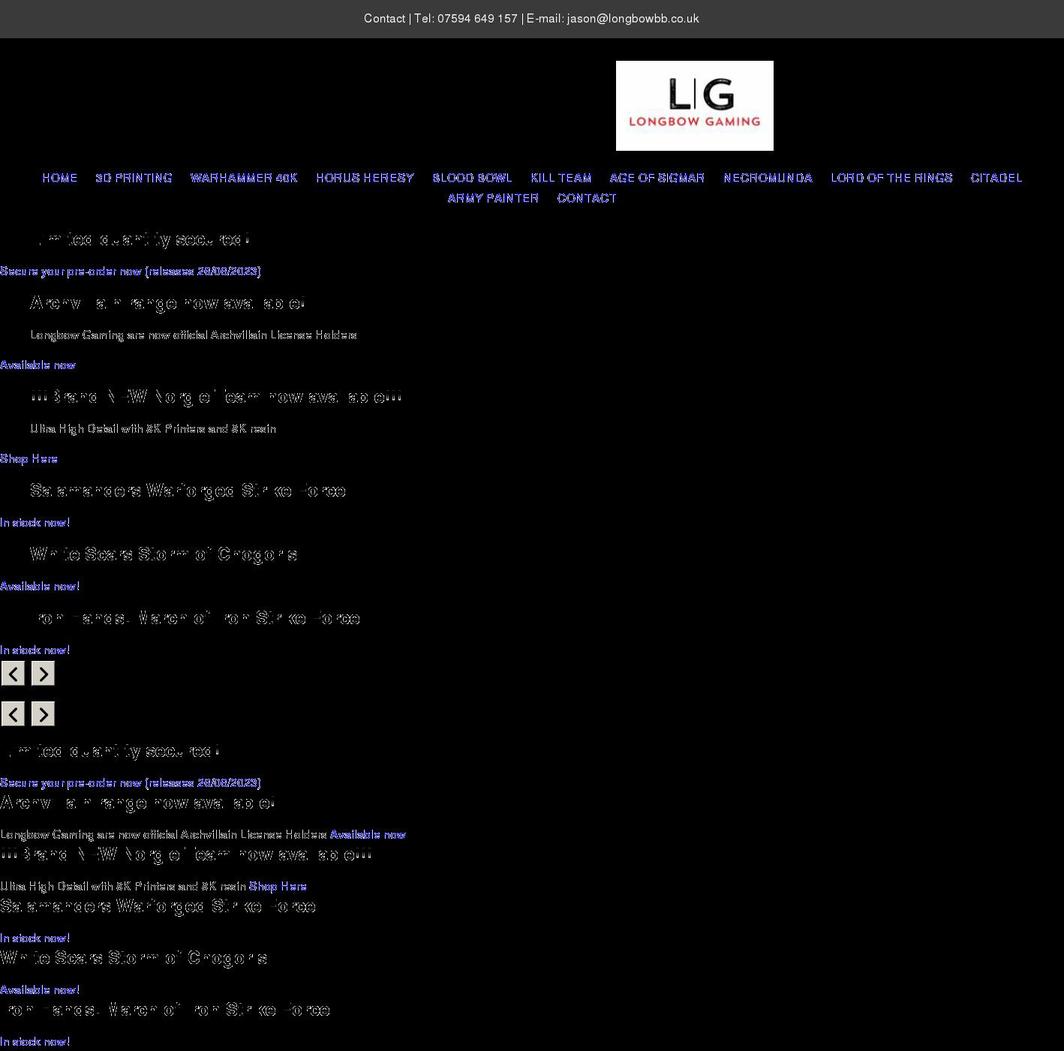 longbowgaming.com shopify website screenshot