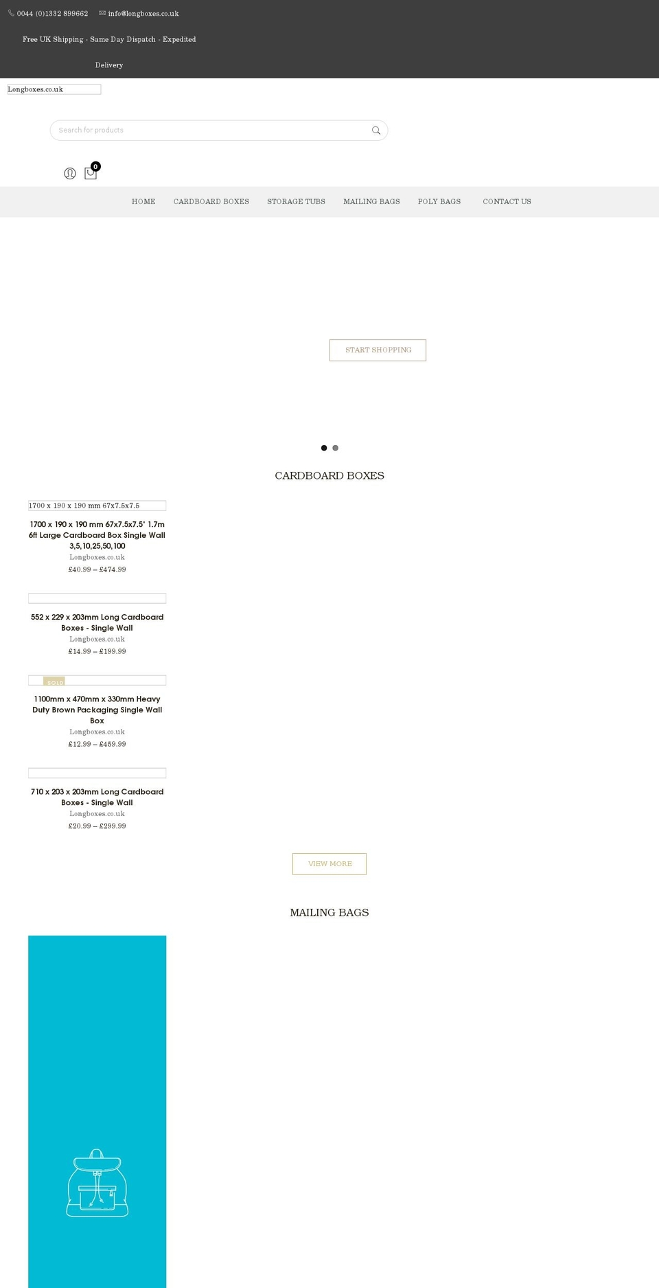 longboxes.co.uk shopify website screenshot