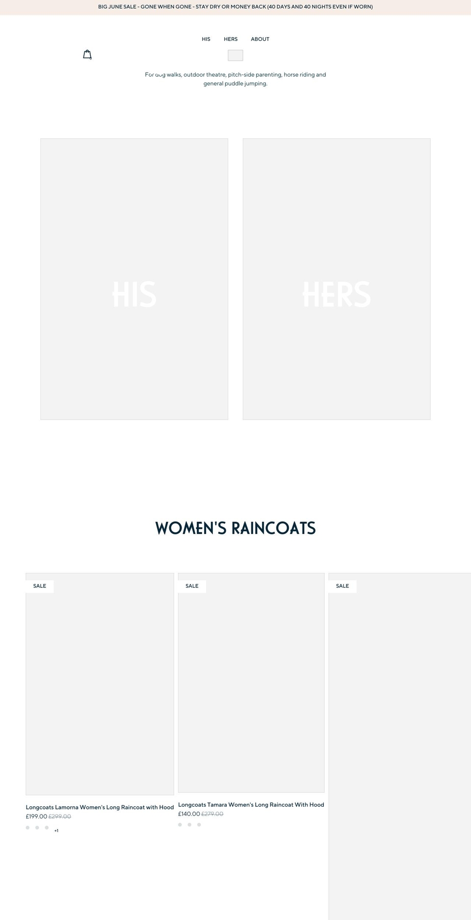 longcoats.co.uk shopify website screenshot