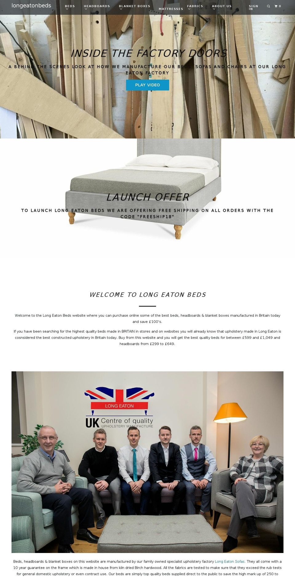 longeatonbeds.com shopify website screenshot